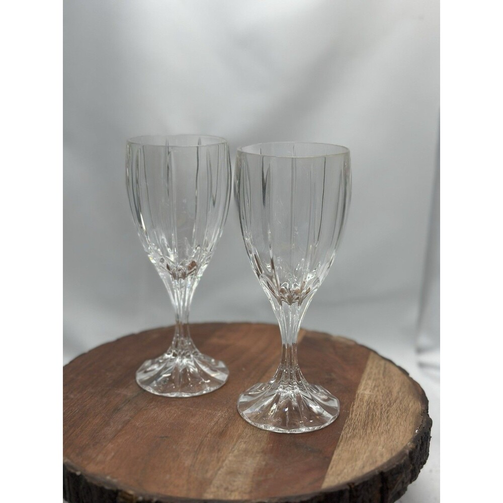 Mikasa Berkeley Crystal Glass Water Wine Goblet Stems Set Of 2